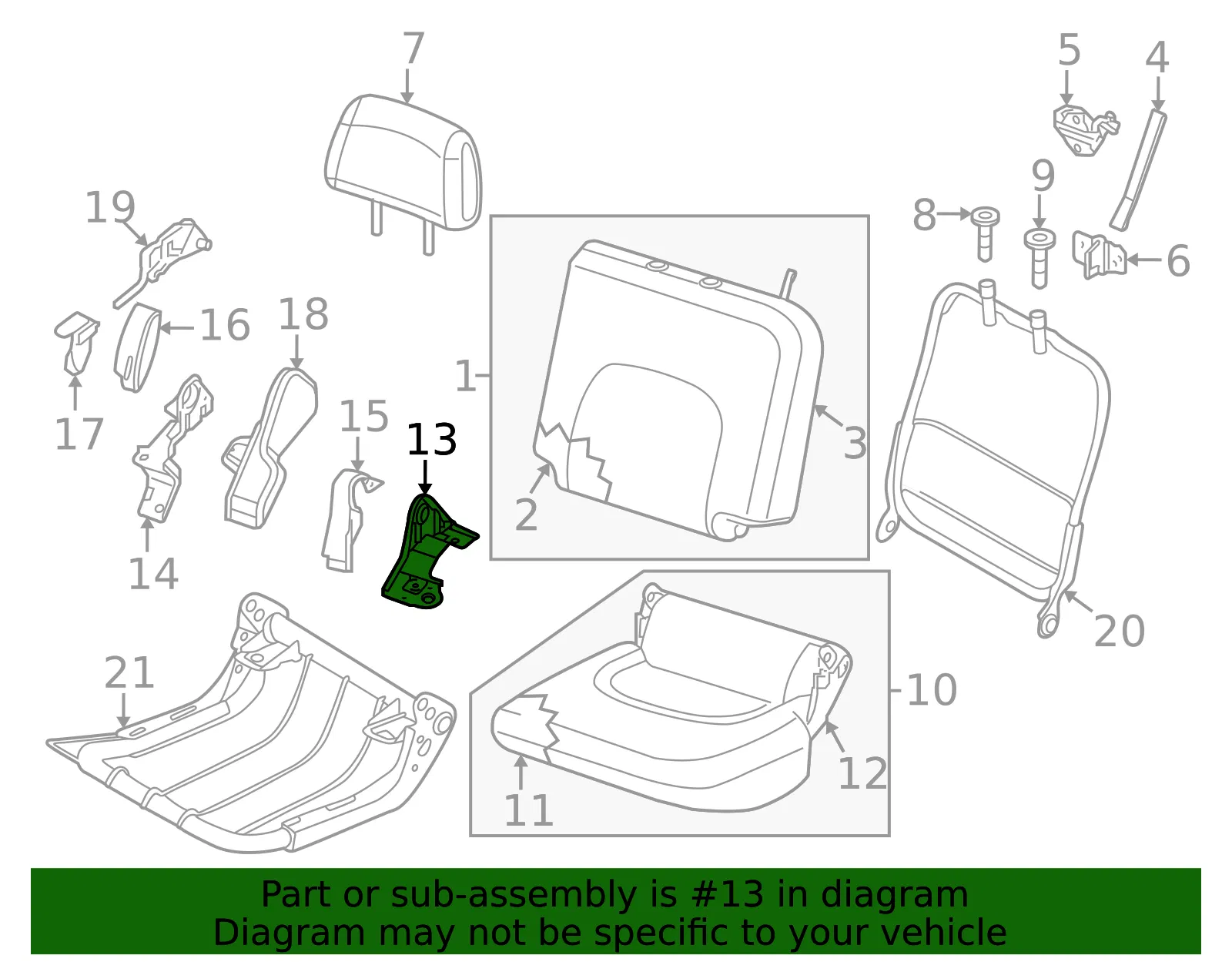 Seat Bracket - Nissan (88957-9BU0C) - view 2