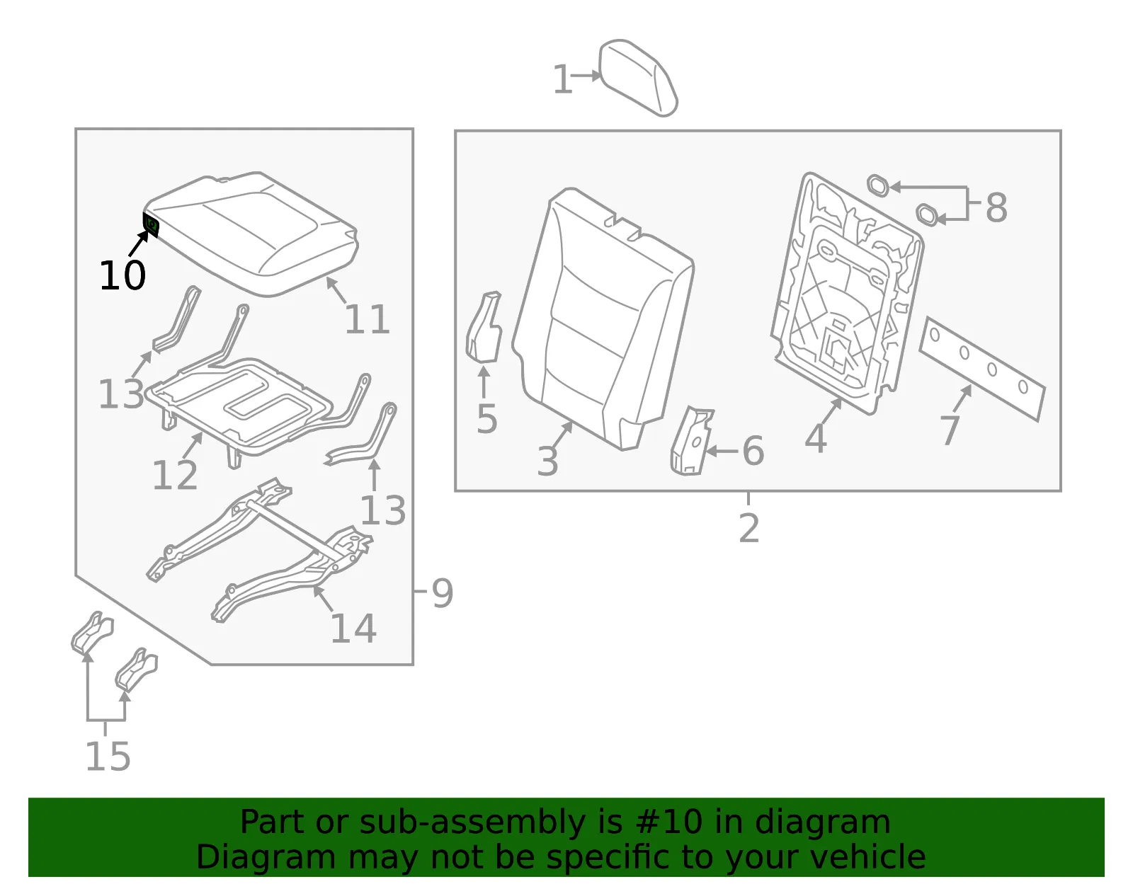 Cushion Assembly - Kia (89100-1U820LAW) - view 2