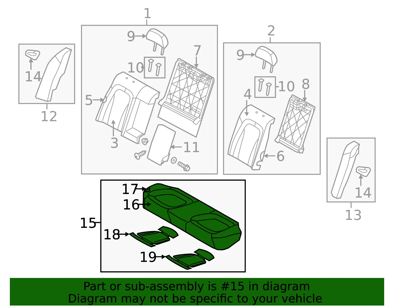Cushion Assembly - Kia (89100-2TNT0AWC) - view 2