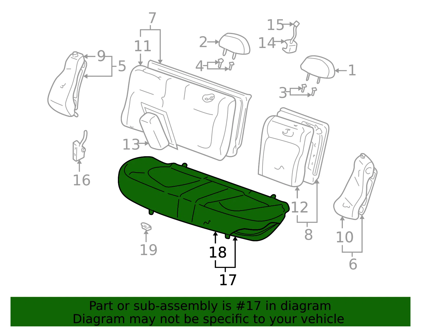 Cushion Assembly - Kia (89100-3C010BTG) - view 2