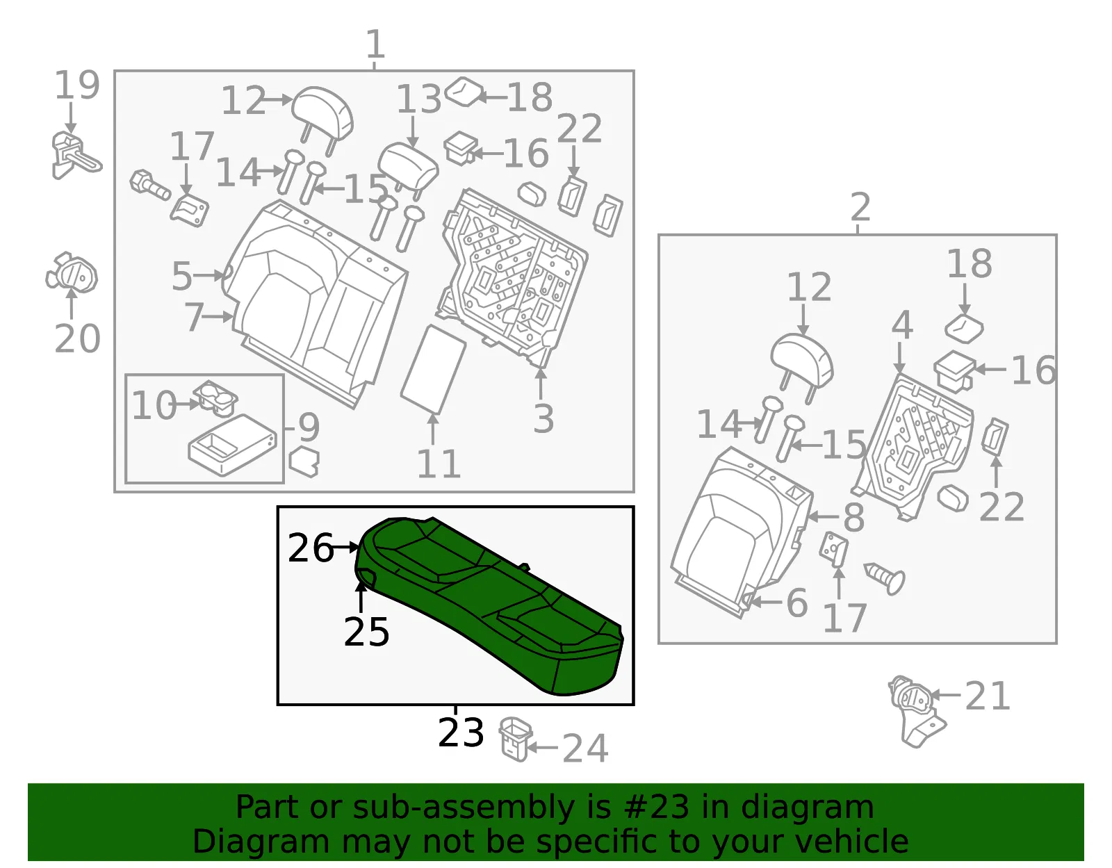 Cushion Assembly - Kia (89100-3W180ATB) - view 2
