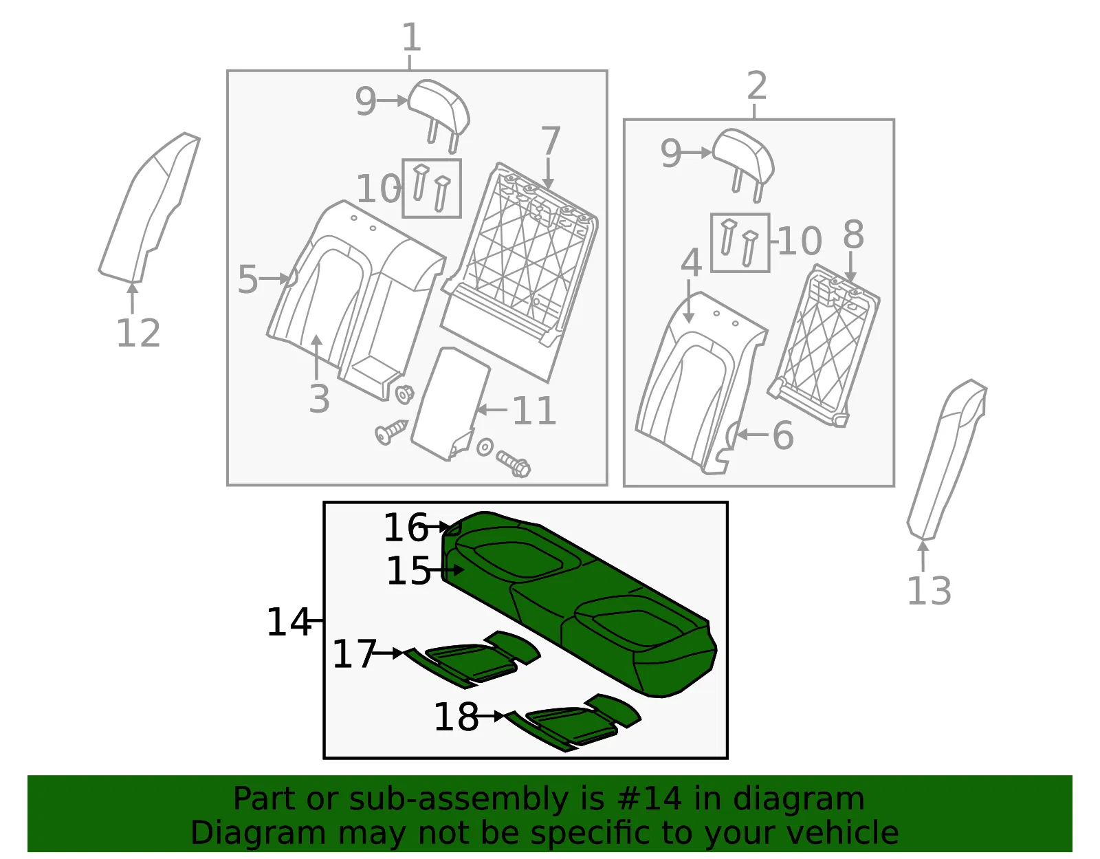 Cushion Assembly - Kia (89100-4C530AWB) - view 2