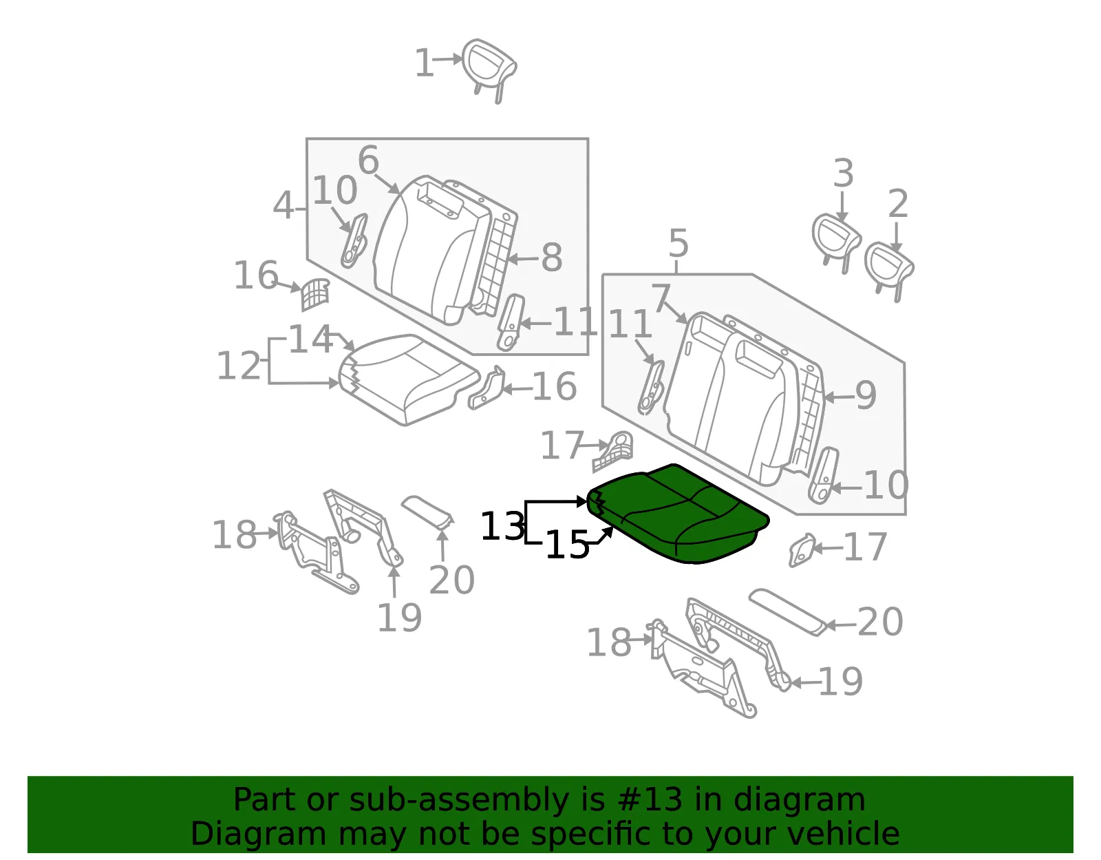 Seat Cushion - Driver's Side (LH) - Kia (89100-4D132CS4) - view 2