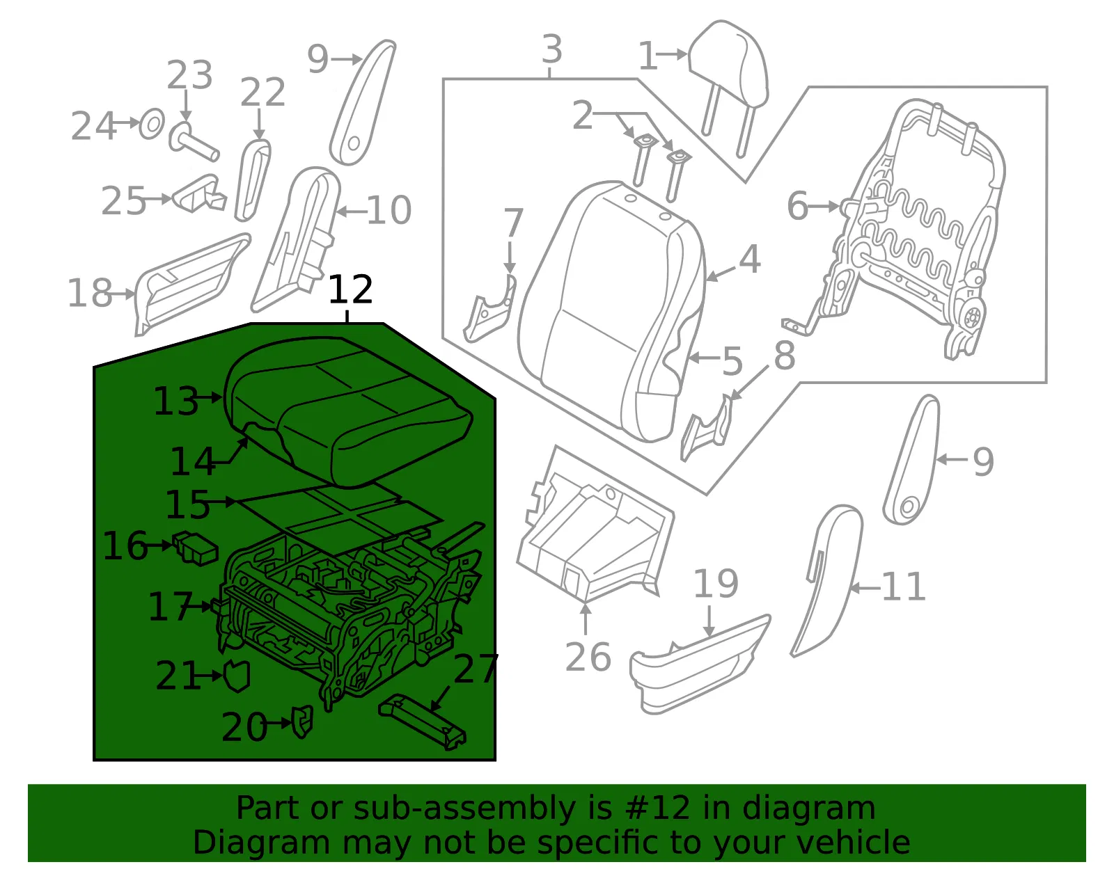 Seat Cushion - Kia (89100-A9090DLE) - view 2