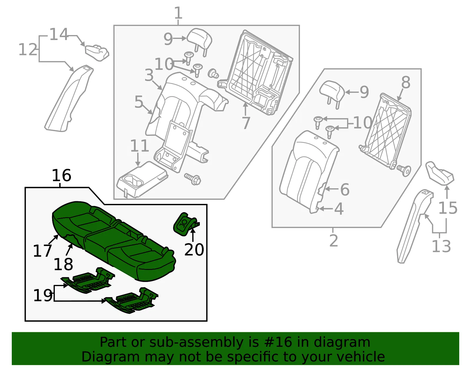Cushion Assembly - Kia (89100-D5560G3D) - view 2