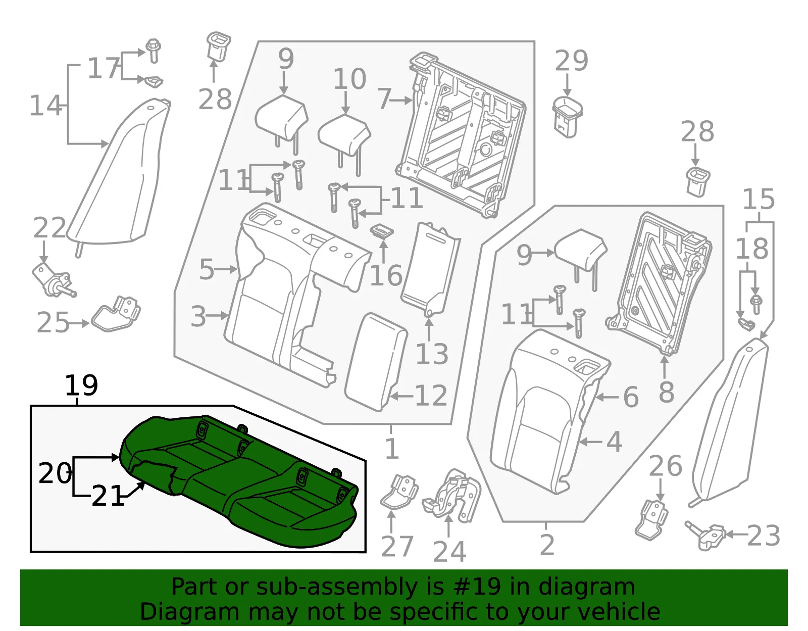 Cushion Assembly - Kia (89100-J5980CPX) - view 2