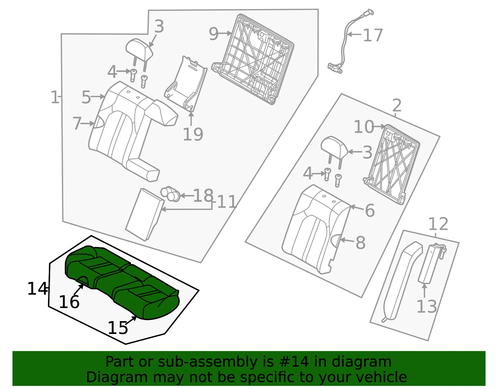 Cushion Assembly - Kia (89100-L3050HT2) - view 2