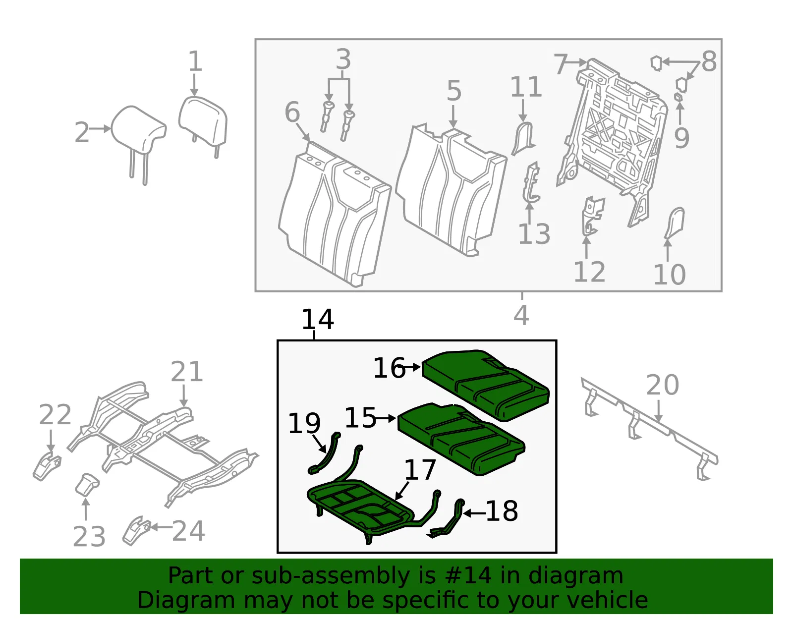 Cushion Assembly - Kia (89100-S9501ONC) - view 2