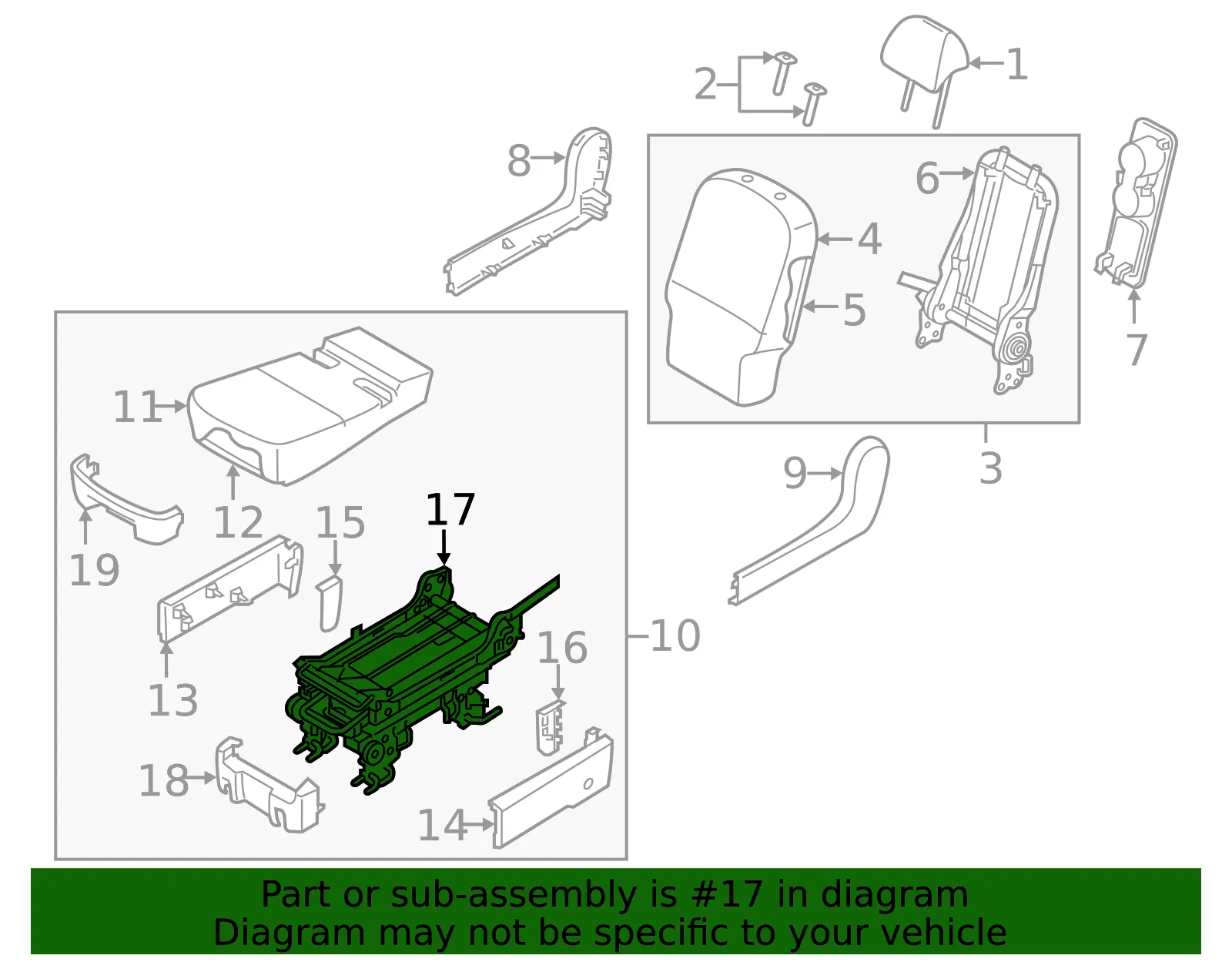 Cushion Frame - Kia (89110-A9030WK) - view 2