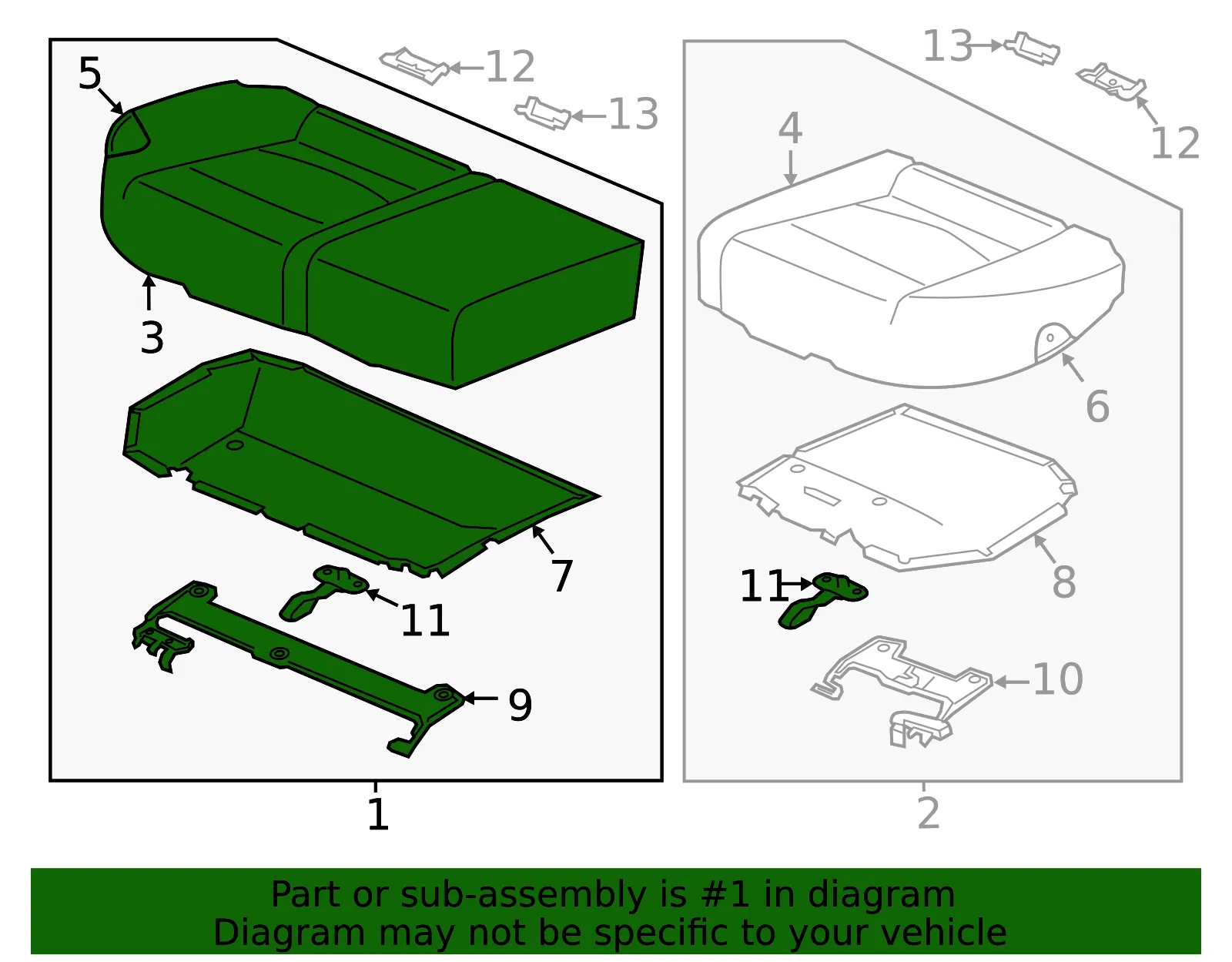 Cushion Assembly - Kia (89200-1M110AF1) - view 2