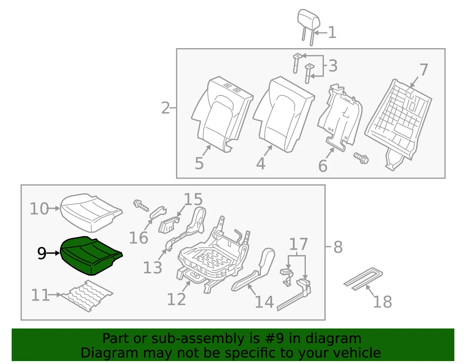 Cushion Assembly - Kia (89200-1U700BD7) - view 2