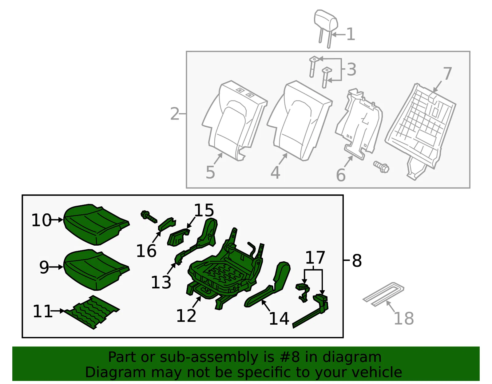 Cushion Assembly - Kia (89200-1U720LAC) - view 2