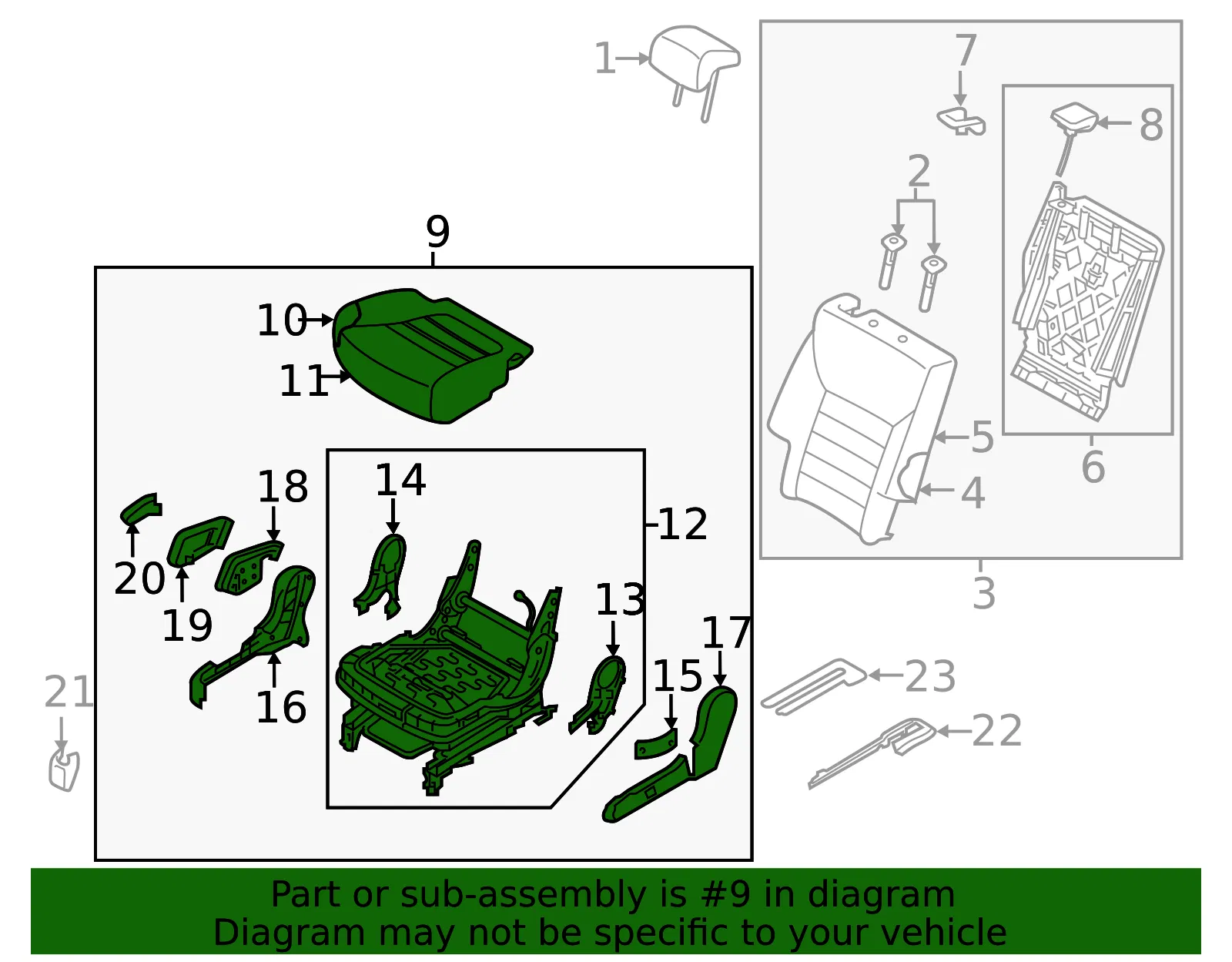 Cushion Assembly - Kia (89200-C6670C63) - view 2
