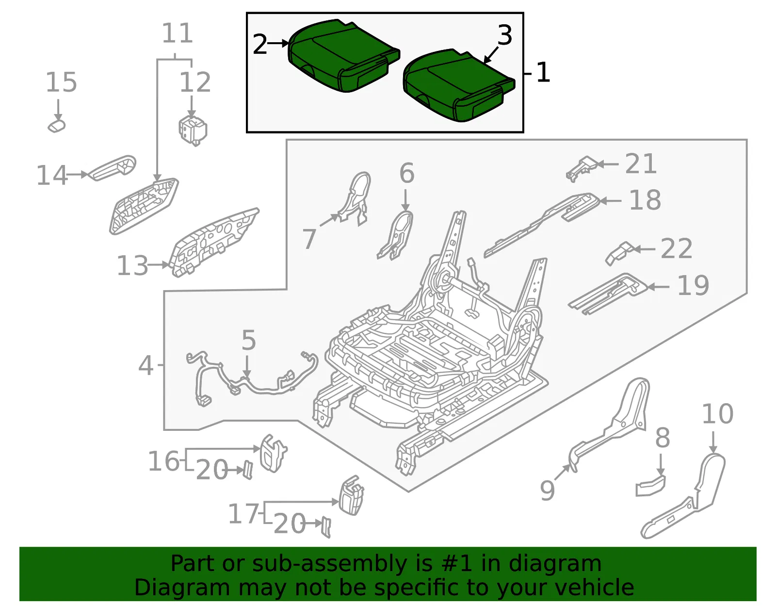 Cushion Assembly - Kia (89200-P2570MRU) - view 2