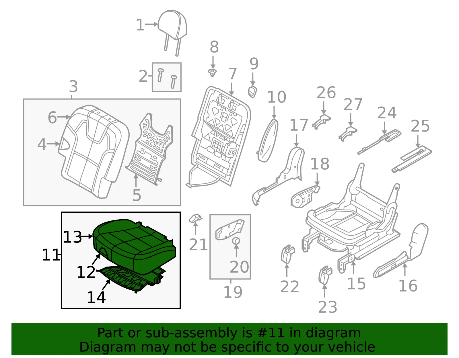 Cushion Assembly - Kia (89200-S9521ONJ) - view 2
