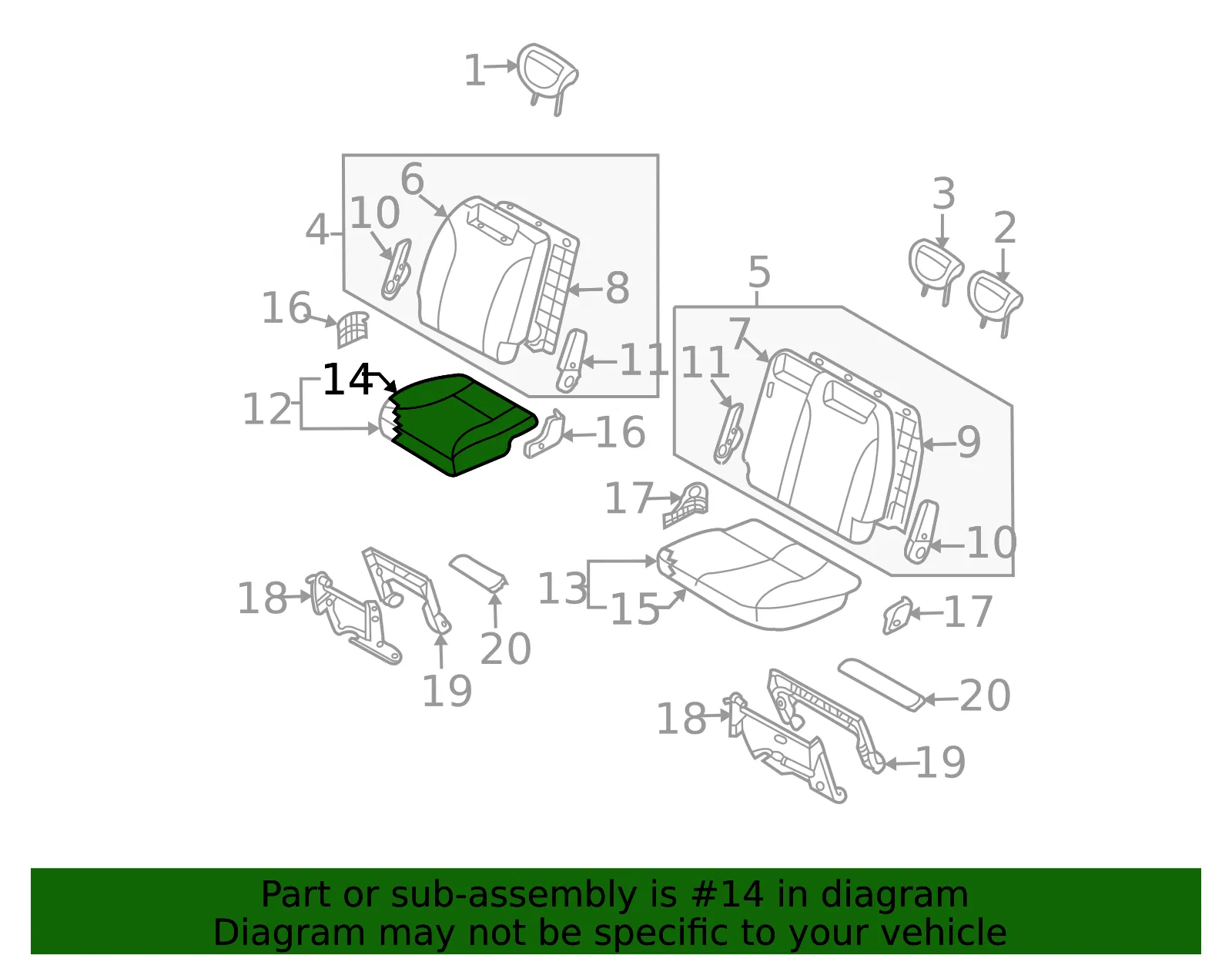 Cushion Cover - Passenger Side (RH) - Kia (89203-4D121KS2) - view 2