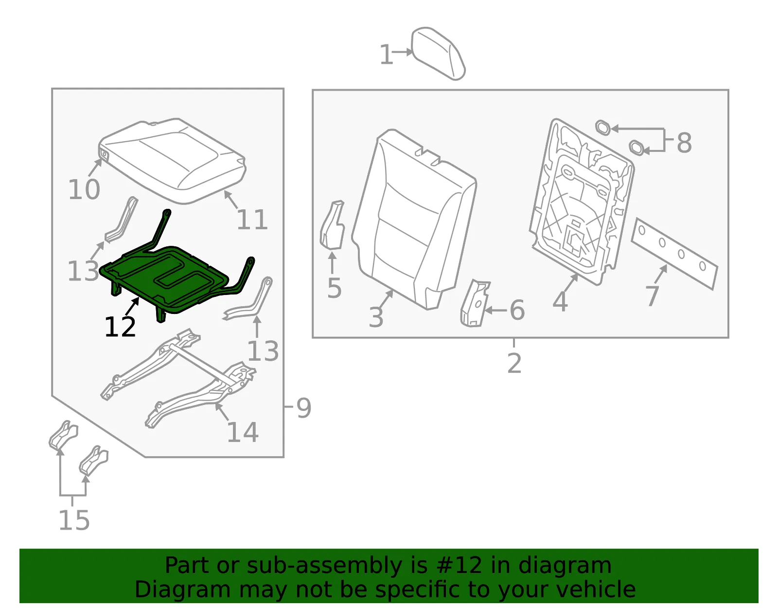 Cushion Frame - Passenger Side (RH) - Kia (89210-2PAC0) - view 2