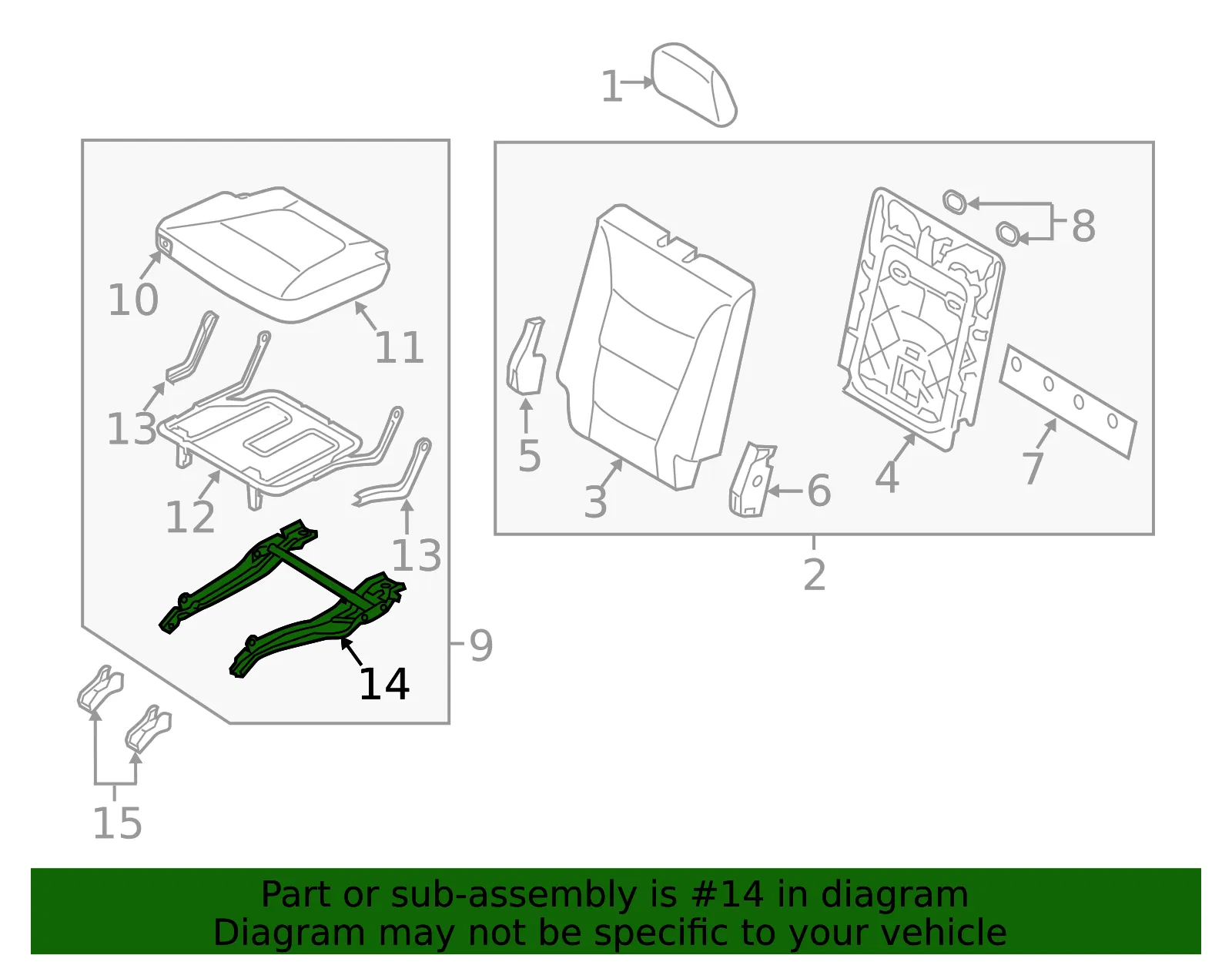 Seat Track - Passenger Side (RH) - Kia (89220-2PAB0) - view 2