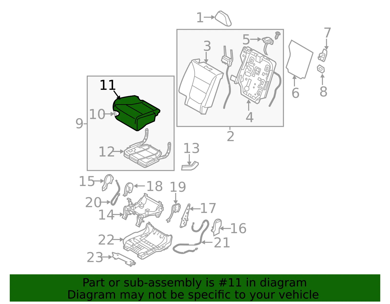 Cushion Cover - Passenger Side (RH) - Kia (89260-1U060SAM) - view 2