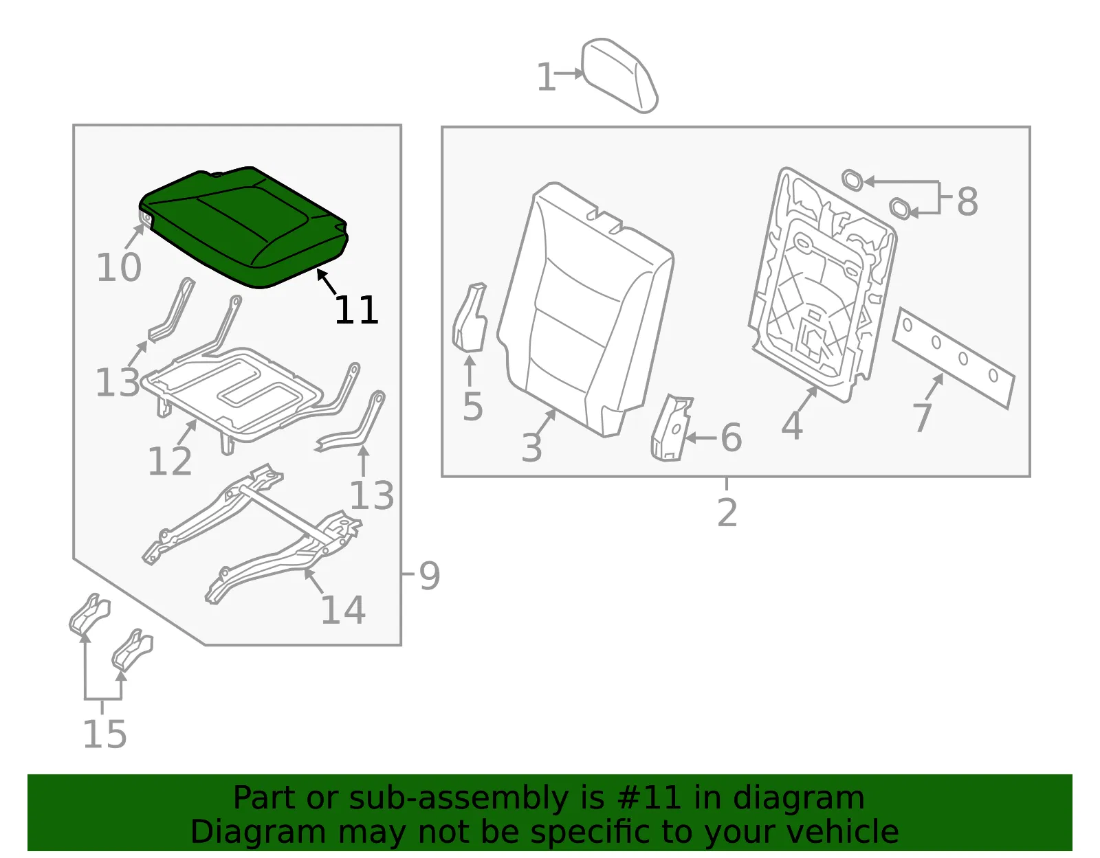 Cushion Cover - Passenger Side (RH) - Kia (89260-1U610LAW) - view 2