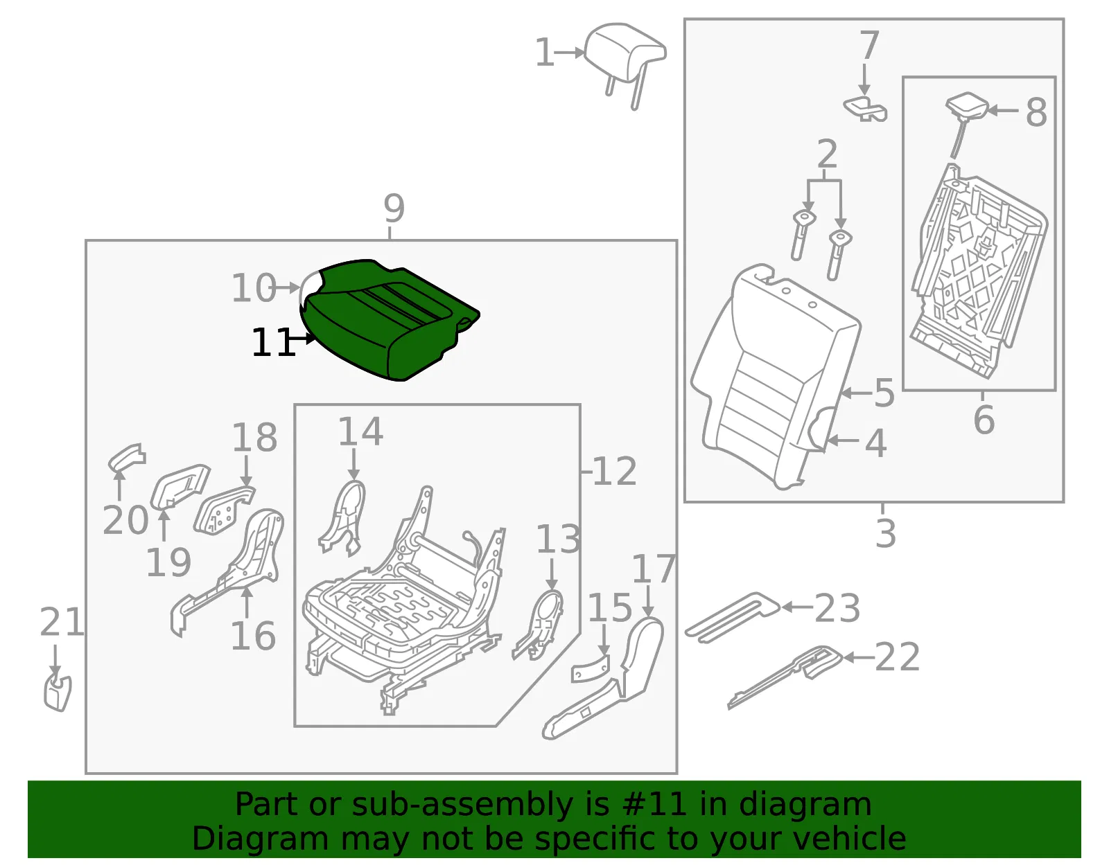 Cushion Cover - Passenger Side (RH) - Kia (89260-C6100C66) - view 2