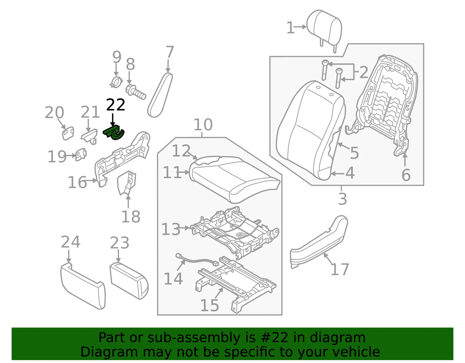 Recline Knob - Passenger Side (RH) - Kia (89272-A9700WK) - view 2