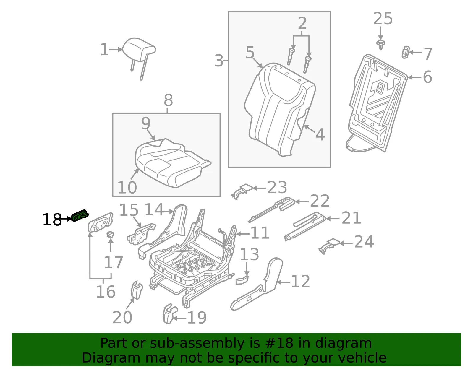 Recline Knob - Passenger Side (RH) - Kia (89294-S9000WK) - view 2