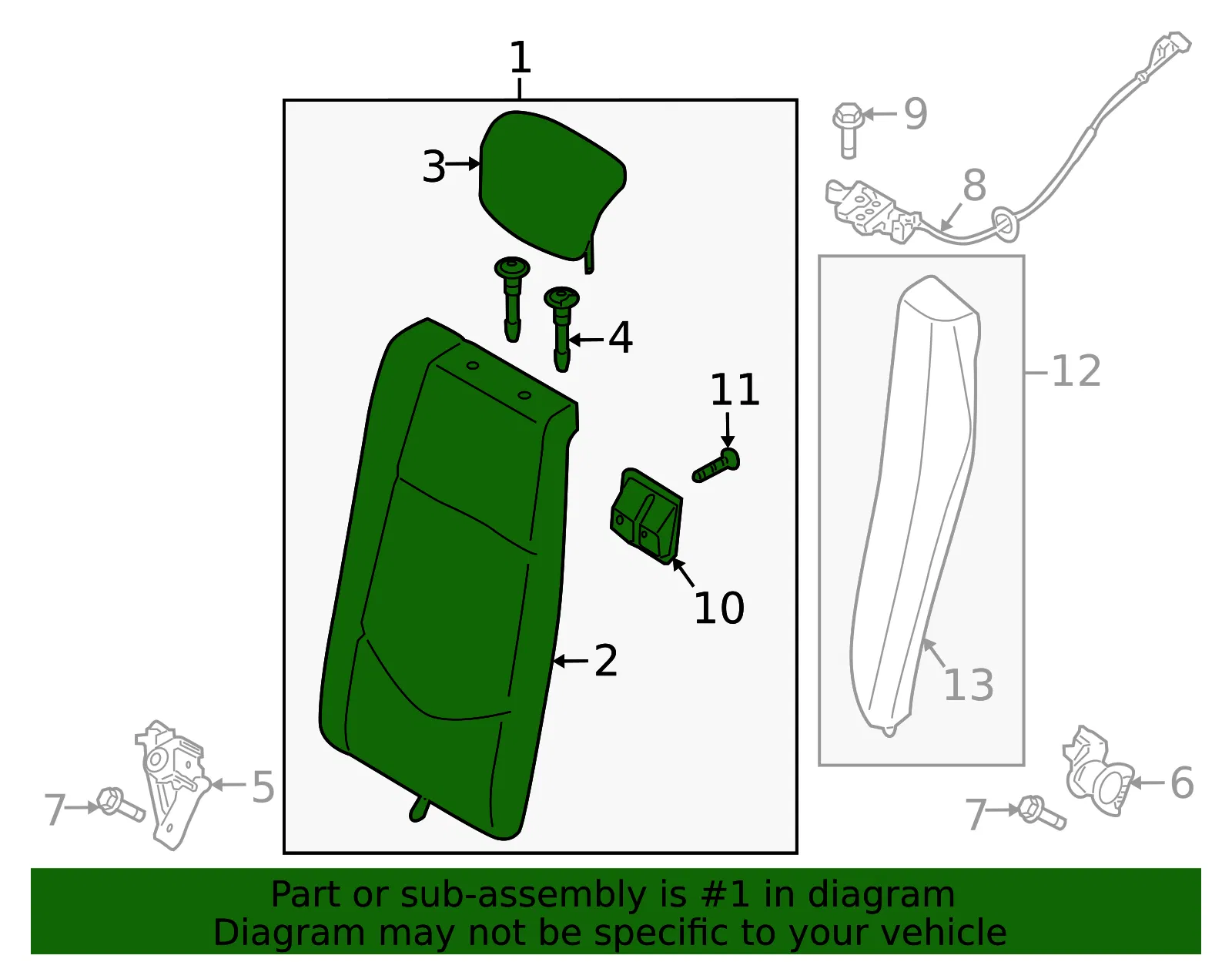 Seat Back Assembly - Kia (89300-1M310AF1) - view 2