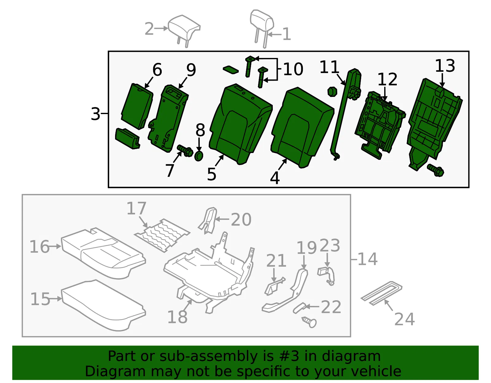 Seat Back Assembly - Kia (89300-1U710BD7) - view 2