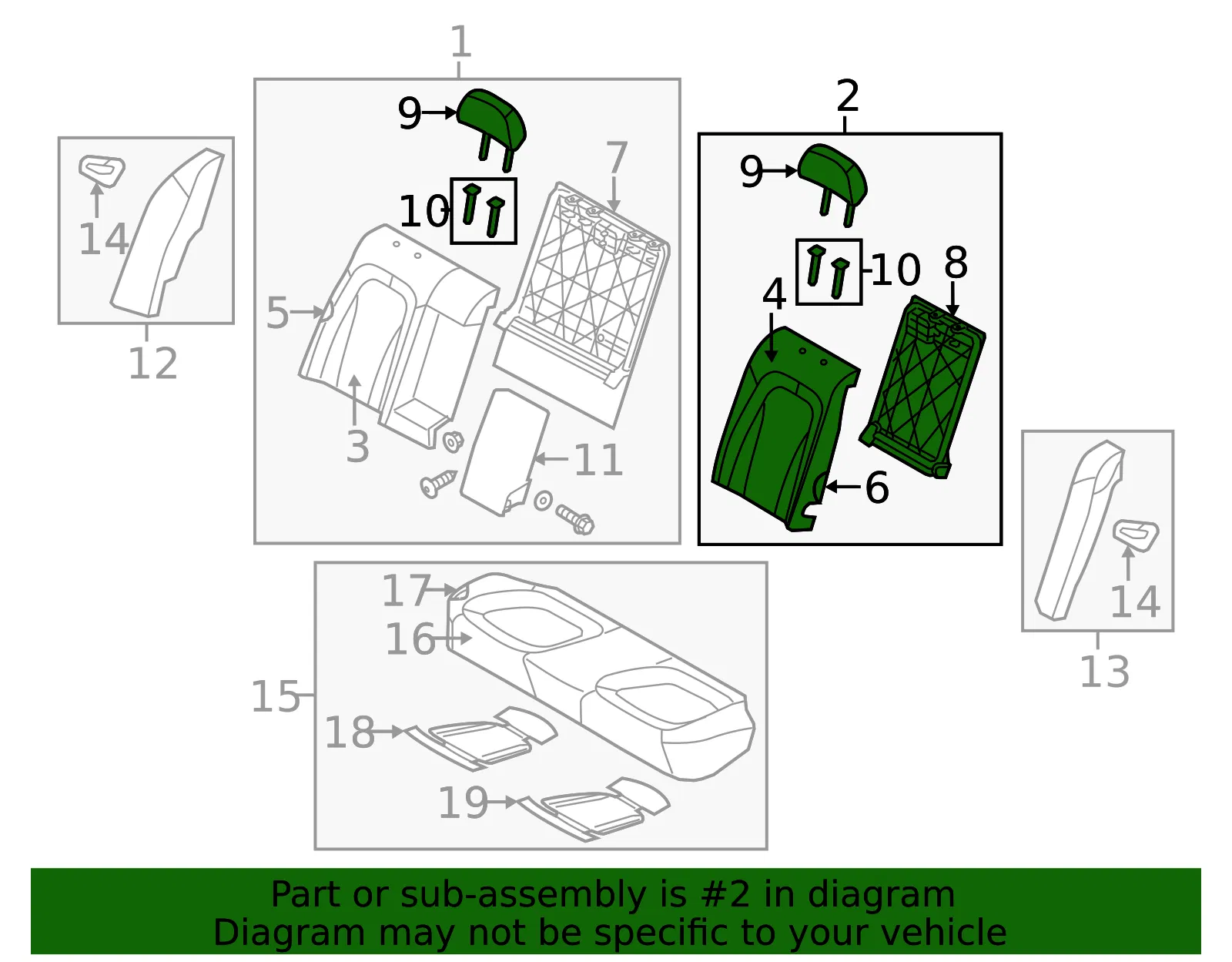 Seat Back Assembly - Kia (89300-2T980AN4) - view 2