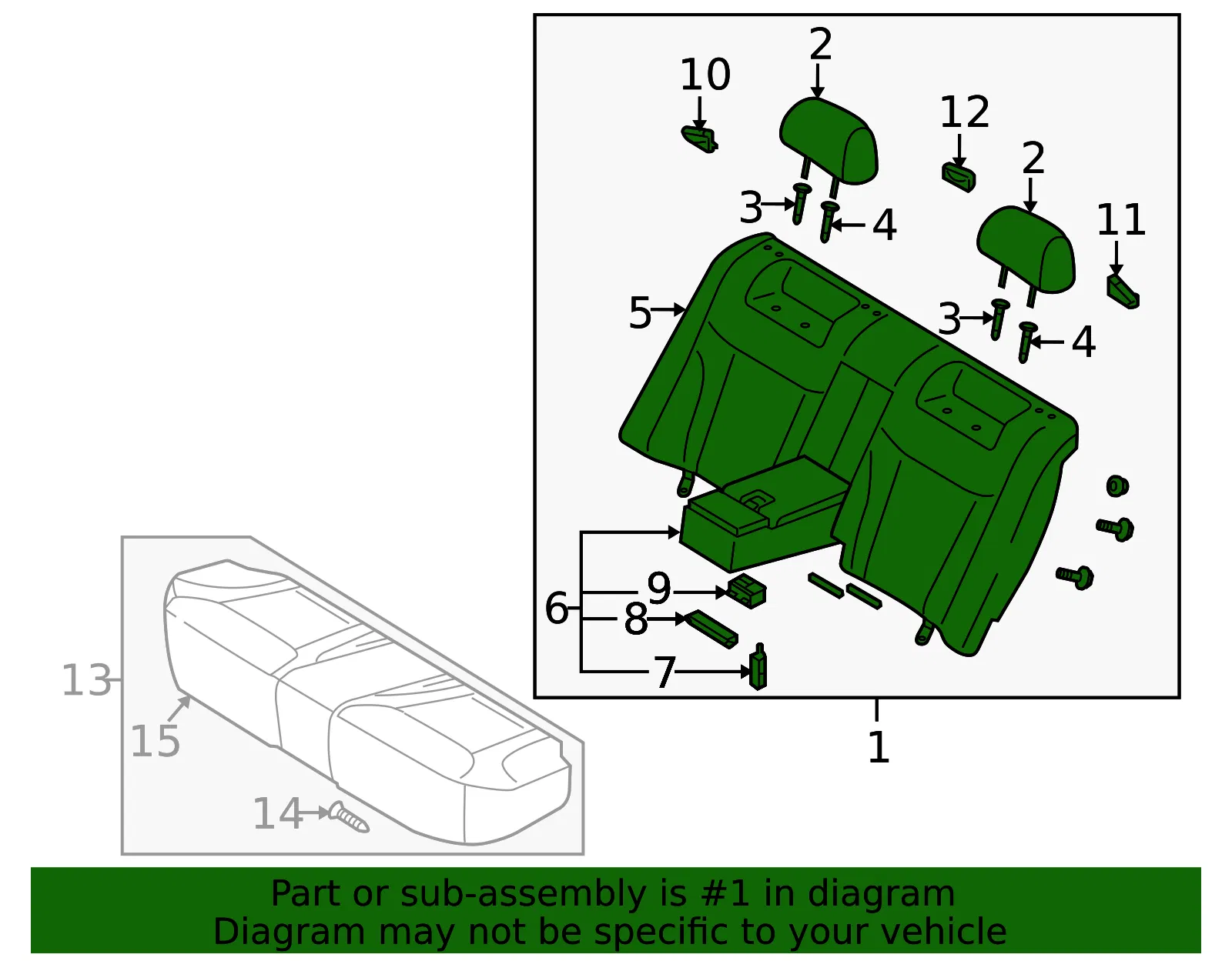 Seat Back Assembly - Kia (89300-3F600GH2) - view 2