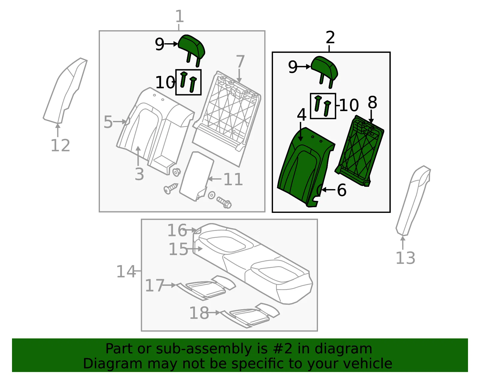 Seat Back Assembly - Kia (89300-4C970AN4) - view 2