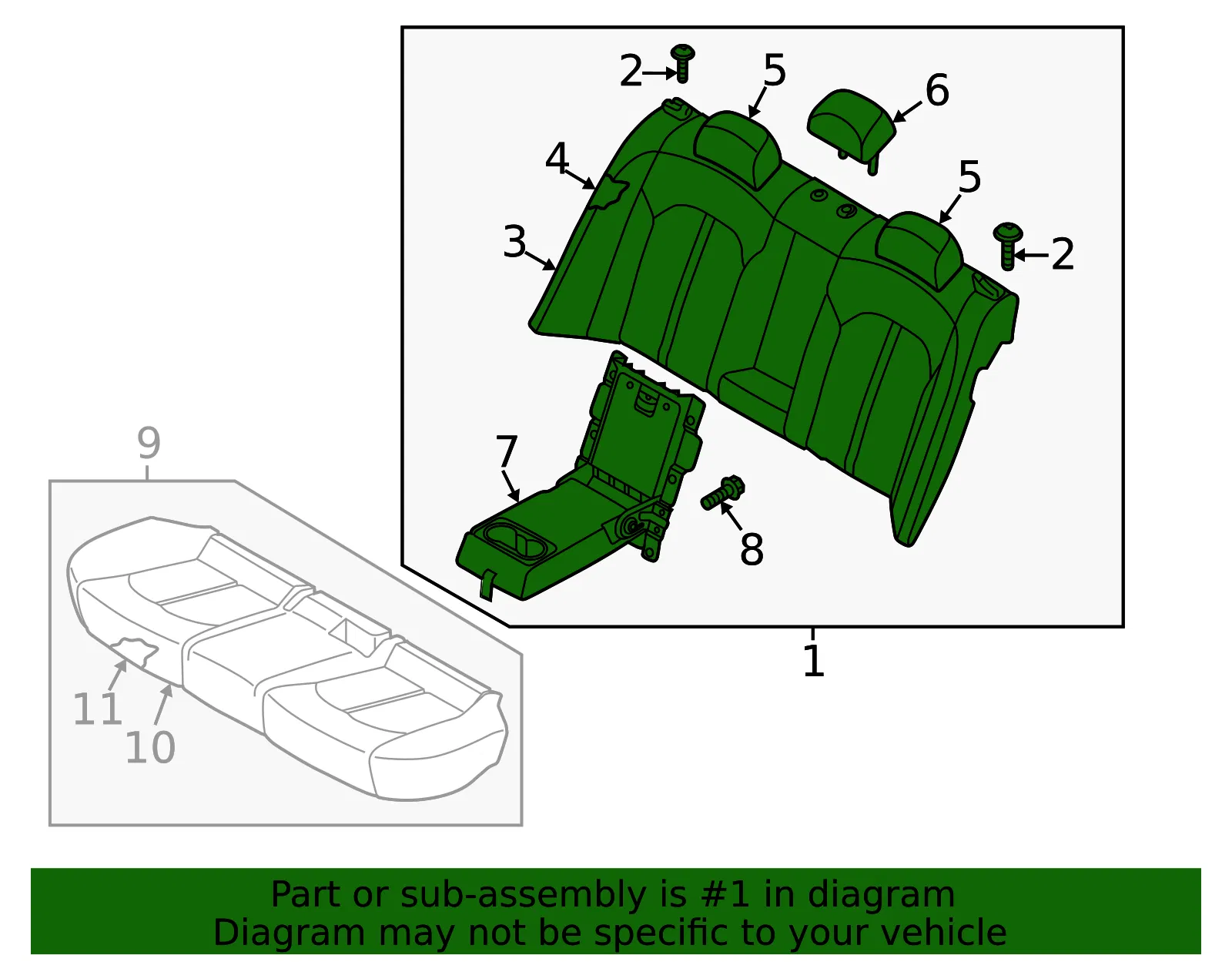 Seat Back Assembly - Kia (89300-A8070A2F) - view 2