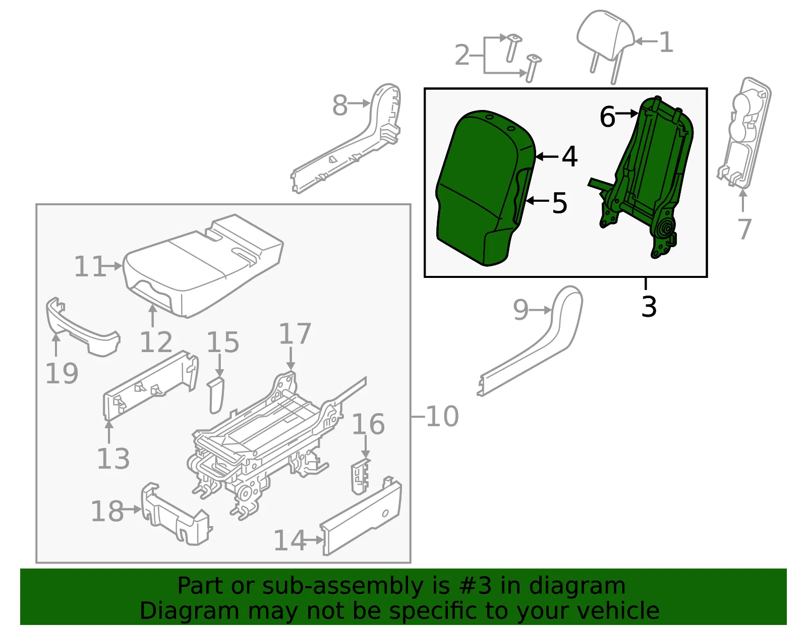 Seat Back Assembly - Kia (89300-A9041DLF) - view 2