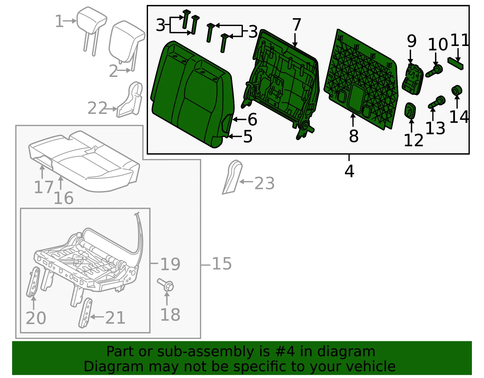 Seat Back Assembly - Kia (89300-A9073DLE) - view 2