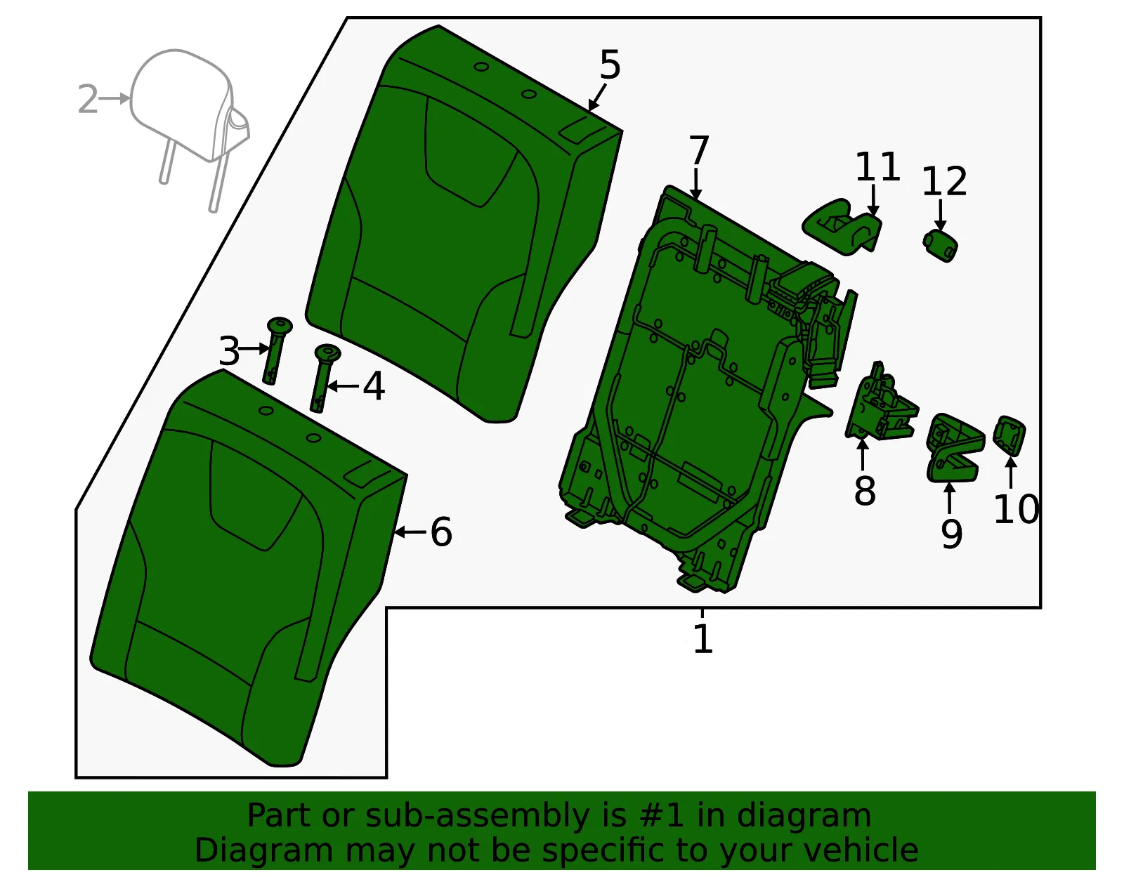 Seat Back Assembly - Kia (89300-AT310A3Q) - view 2