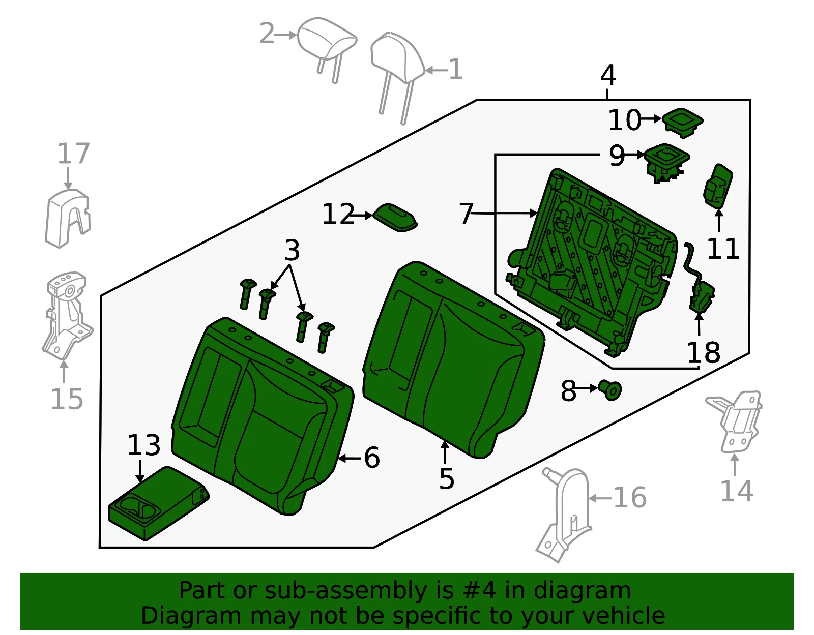 Seat Back Assembly - Kia (89300-B2810KF7) - view 2