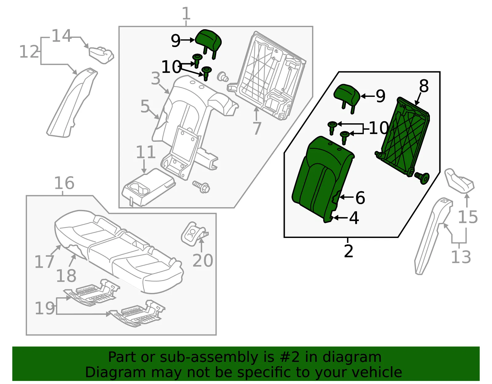 Seat Back Assembly - Kia (89300-D5041H2S) - view 2