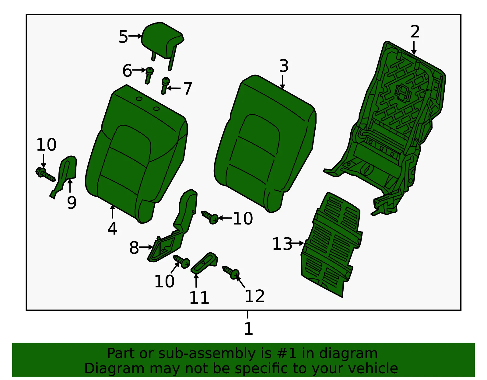 Seat Back Assembly - Kia (89300-D9030BGN) - view 2