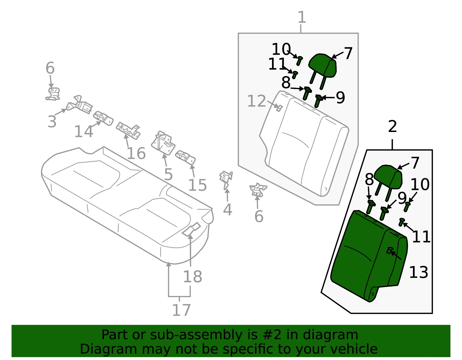 Seat Back Assembly - Kia (89300-FD191791) - view 2