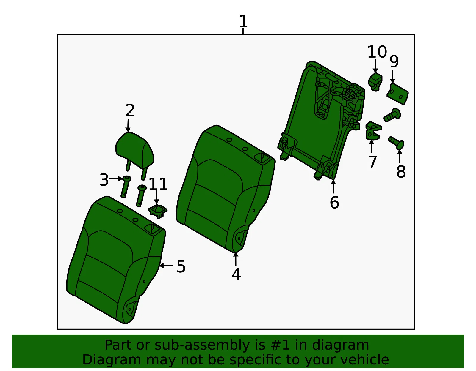 Seat Back Assembly - Kia (89300-G5010AY7) - view 2
