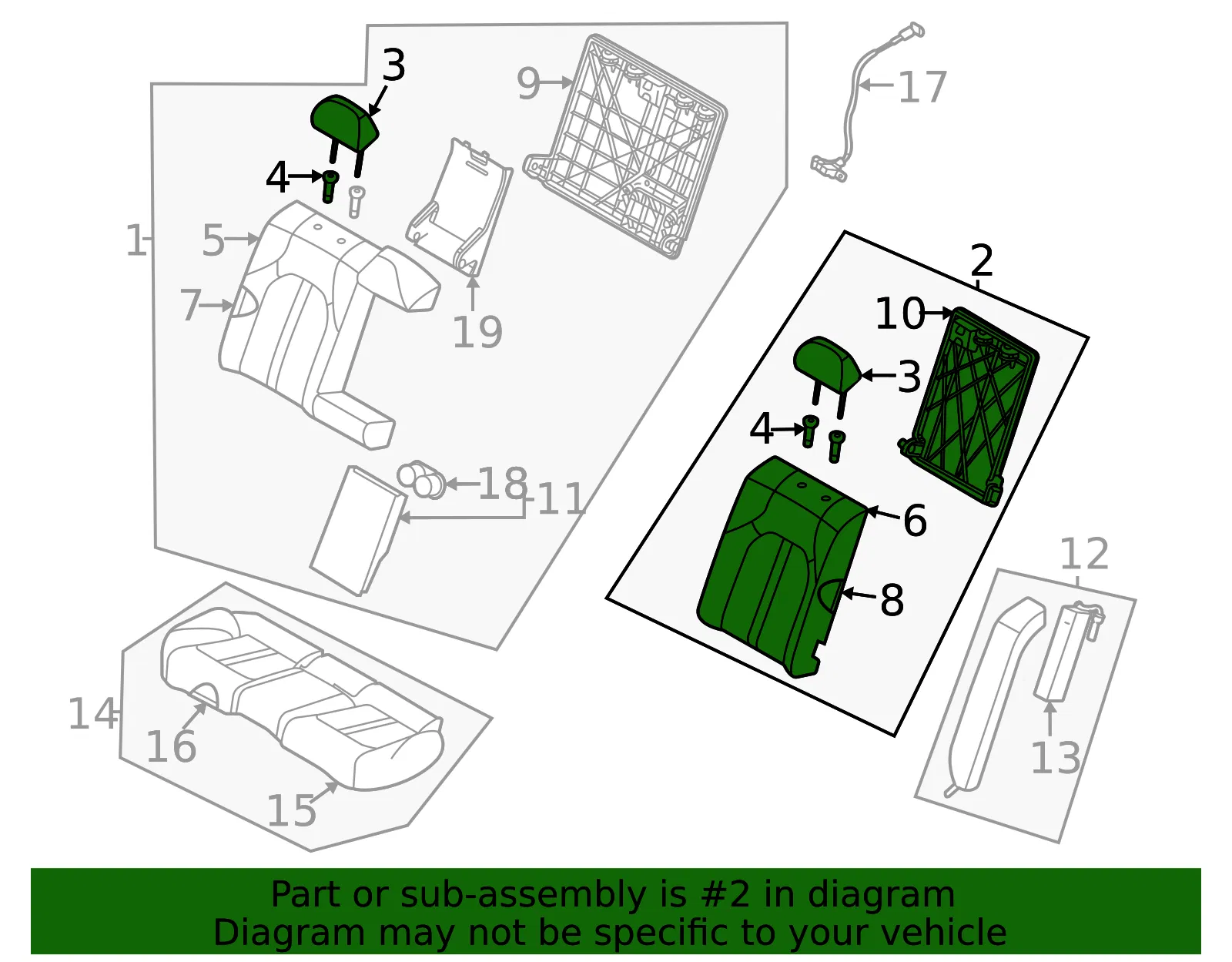 Seat Back Assembly - Kia (89300-L2UB0DHL) - view 2