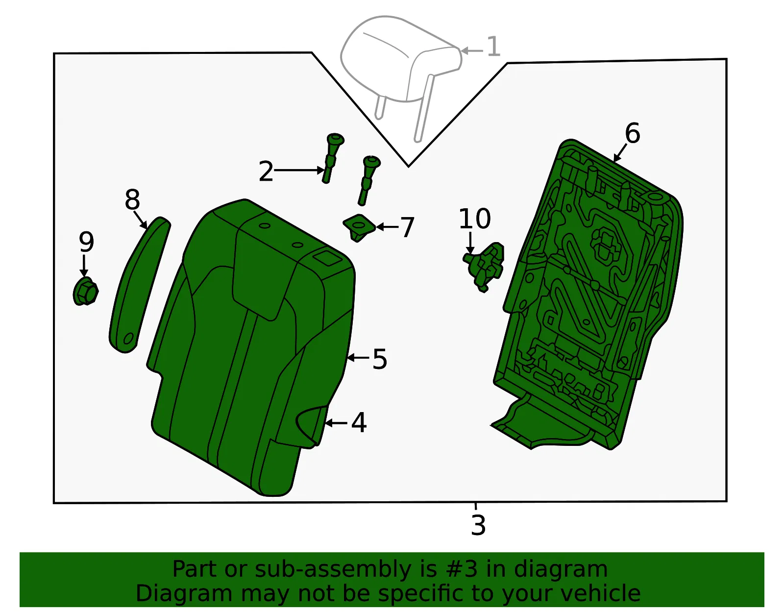 Seat Back Assembly - Kia (89300-P2BF0MD6) - view 2
