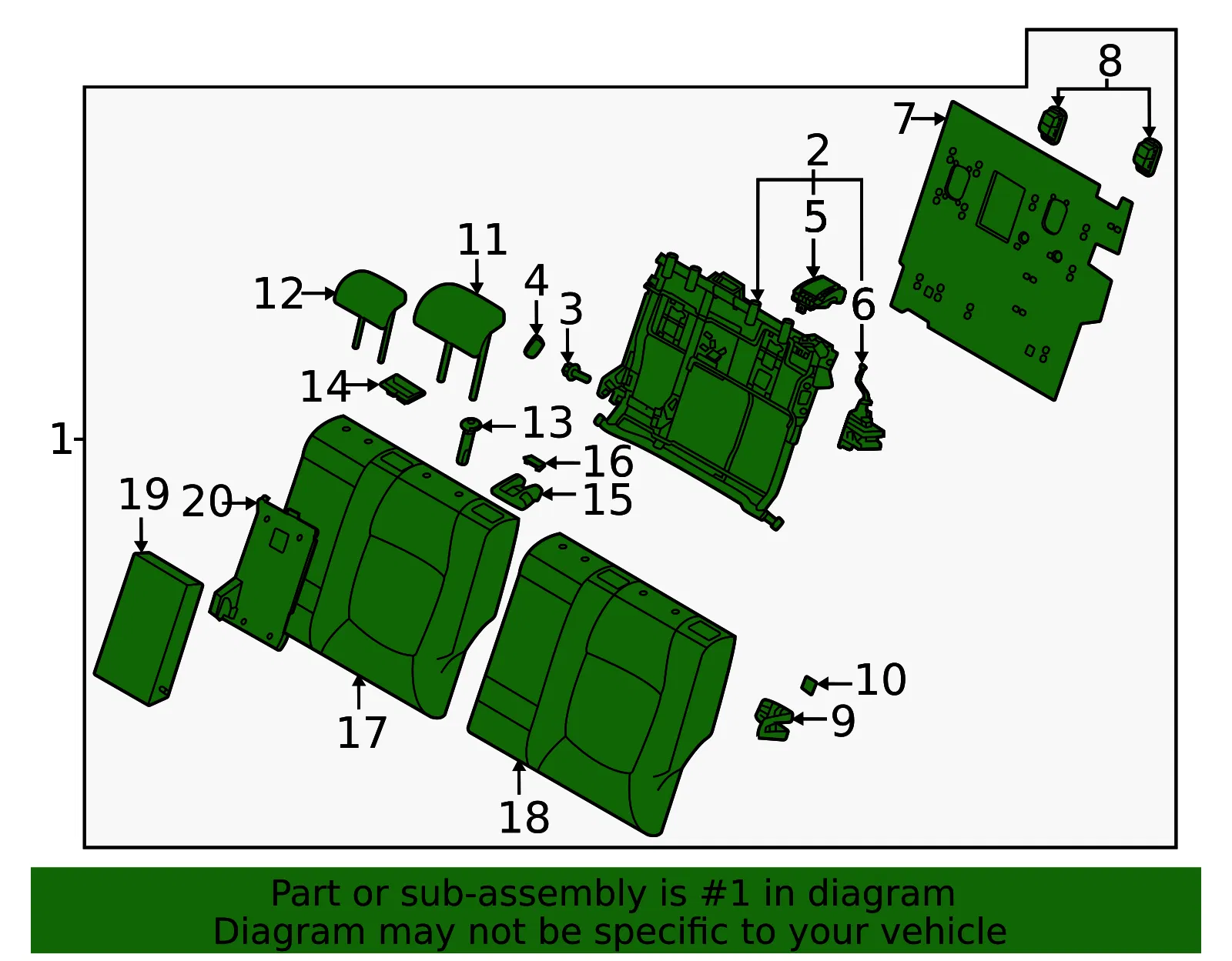 Seat Back Assembly - Kia (89300-Q5191A6F) - view 2