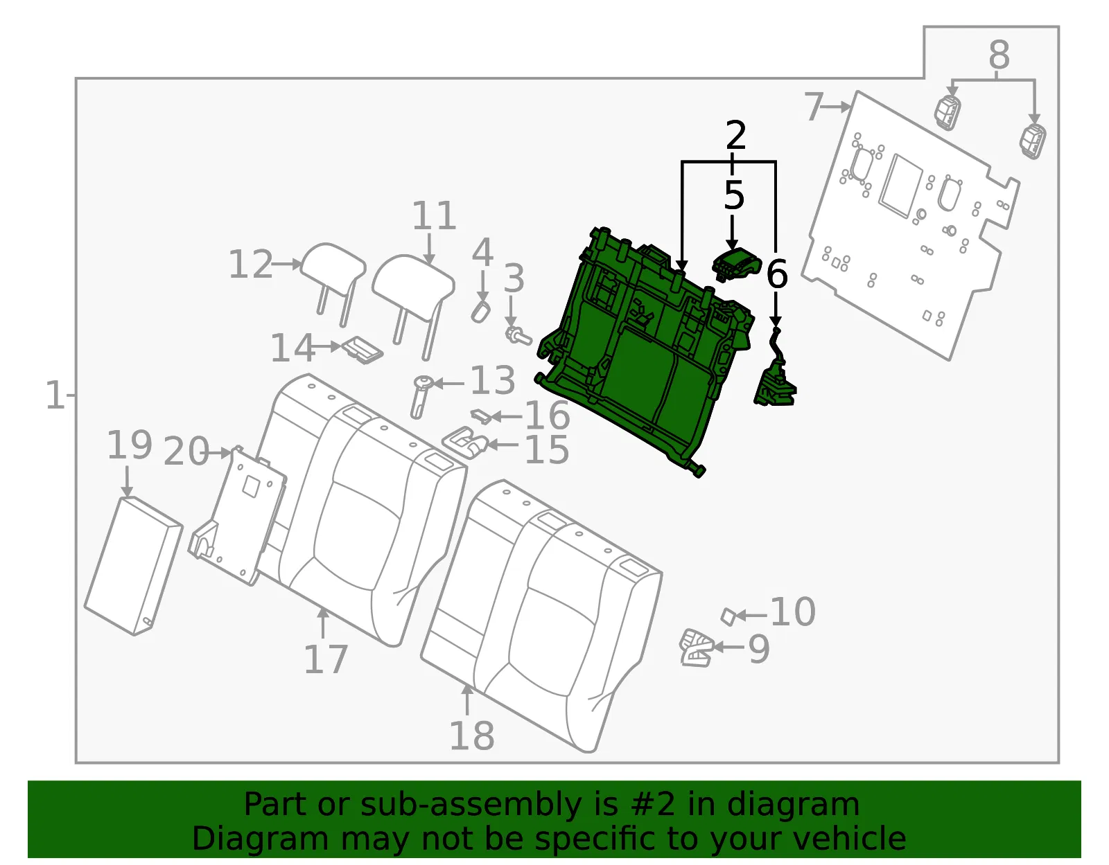 Seat Back Frame - Kia (89310-Q5071) - view 2