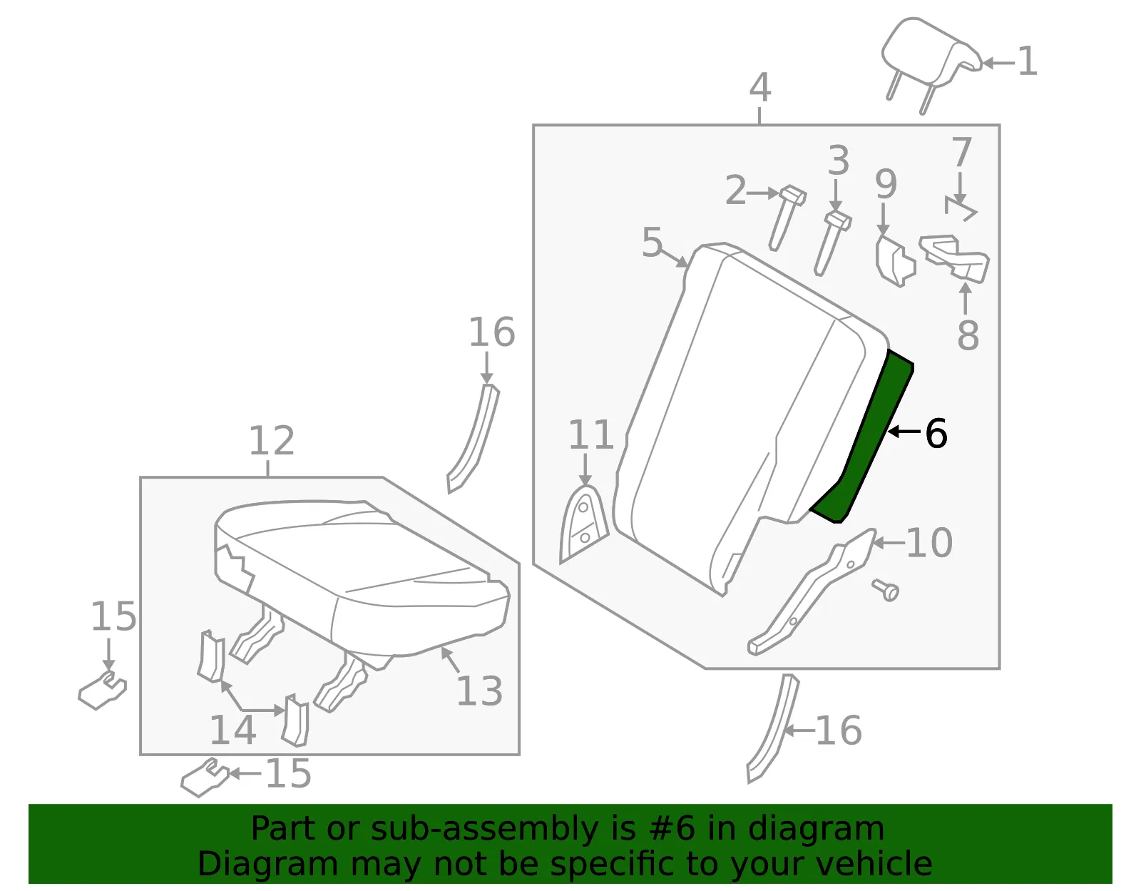 Seat Back Panel - Driver's Side (LH) - Kia (89340-1F000WK) - view 2