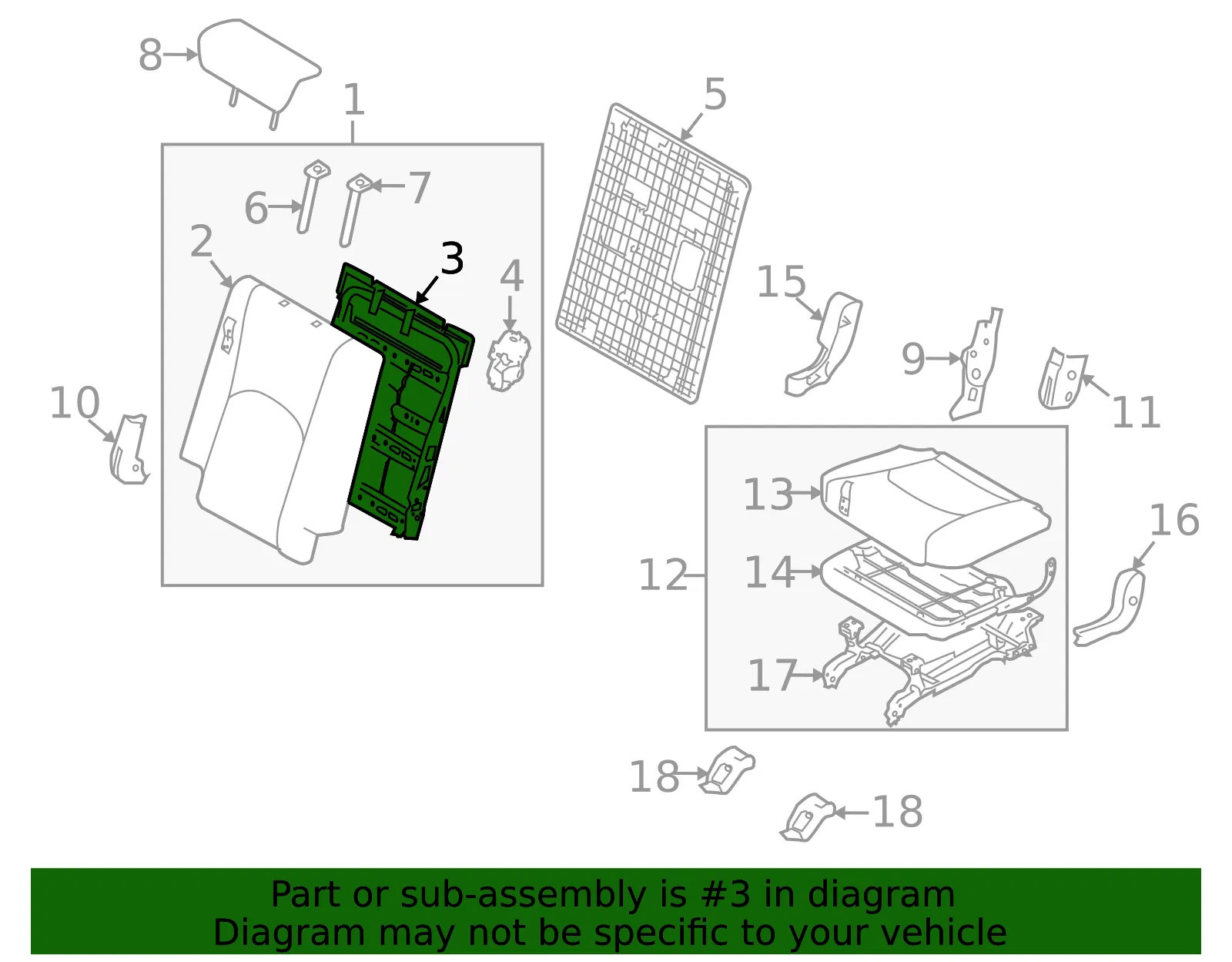 Seat Back Frame - Driver's Side (LH) - Kia (89340-2J801J7) - view 2