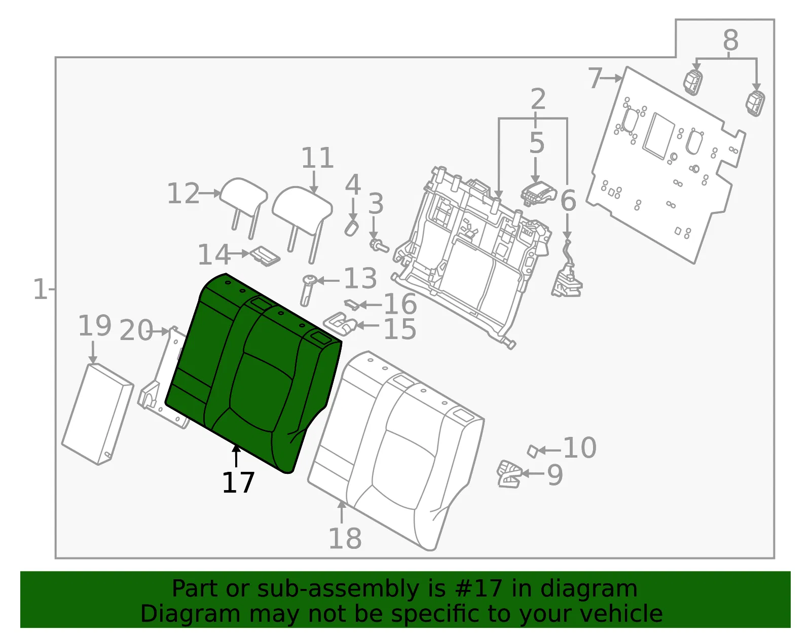 Seat Back Pad - Kia (89350-Q5110) - view 2