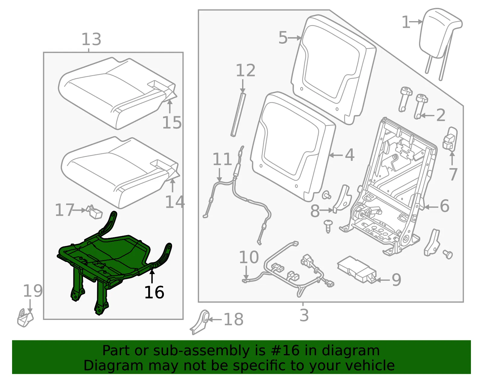 Seat Frame - Nissan (89351-7JA0A) - view 2