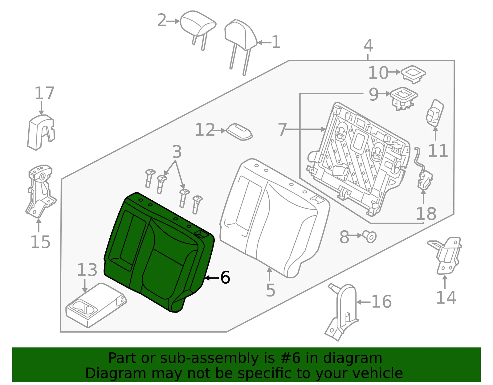 Seat Back Cover - Kia (89360-B2800KF6) - view 2